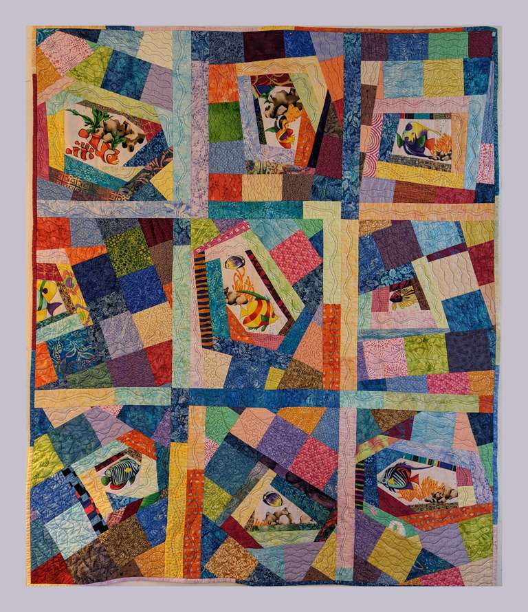 Crazy Fish (Quilt for Ukraine) by Sherry Winkelman