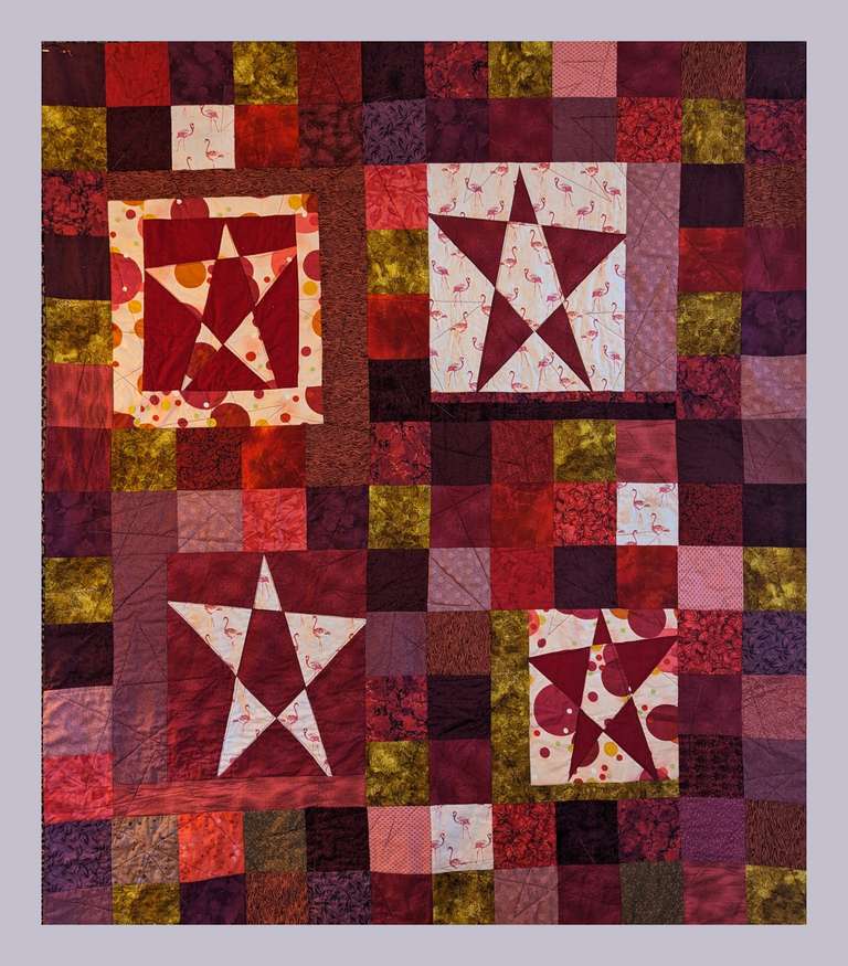 Flamingo Stars (Quilt for Ukraine) by Sherry Winkelman